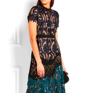 Lace Midi Dress Navy & Aqua